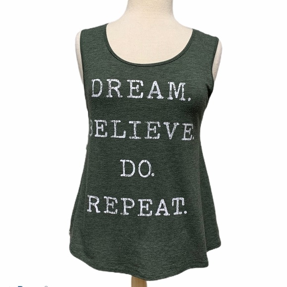 About A Girl Green Dream Believe Do Repeat tank top Size Small - Picture 2 of 9